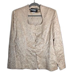 Ursina of Switzerland Beaded Champagne Jacket 12 Formal Evening Blazer